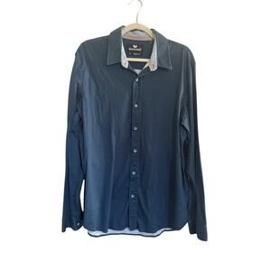 Buttercloth Regular Fit Mens XL Blue Long Slv Button Front Flip Cuff Shirt #4960